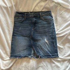 KUT Denim Distressed Skirt